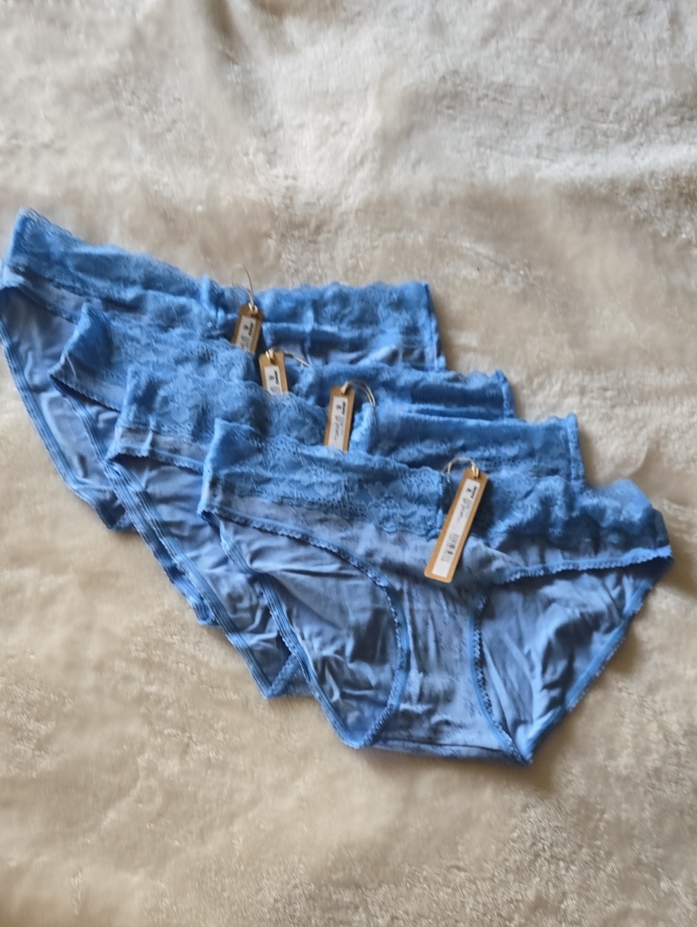 SKIMS Light Blue Lace-Trim Bikini Panty